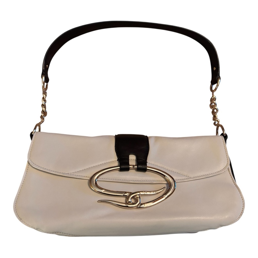 NWOT St. John Collection Cream and Black Shoulder Flap Bag